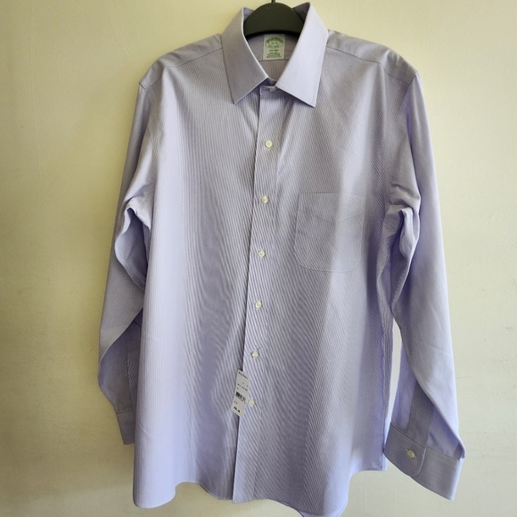 NWT Brooks Brothers Men's Milano Slim Fit Lavender/White Dress Shirt 16-33 - Picture 2 of 8